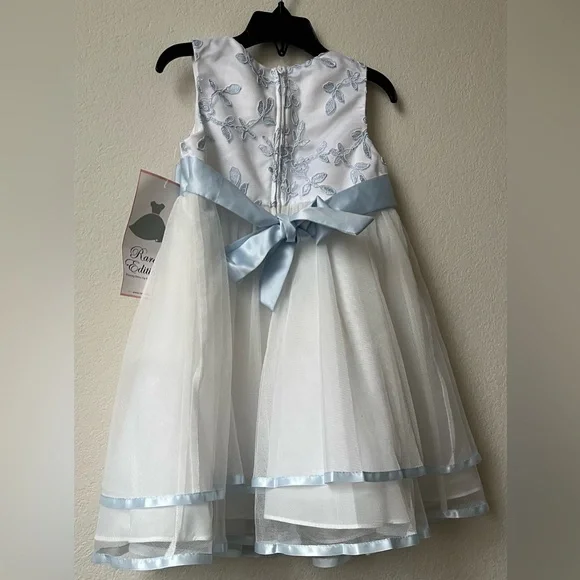 NWT Rare Editions Toddlers Occasion Dress Tulle Lace Combination with Trim/Sash - Picture 4 of 10
